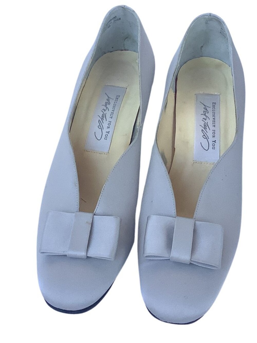 Vintage Mod Heels Lord & Taylor Preppy Gray Satin Pumps Size 7